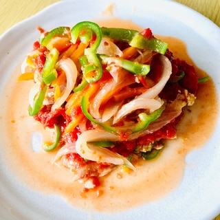 缶詰トマトの水煮☆豚肉と野菜の彩り蒸し煮